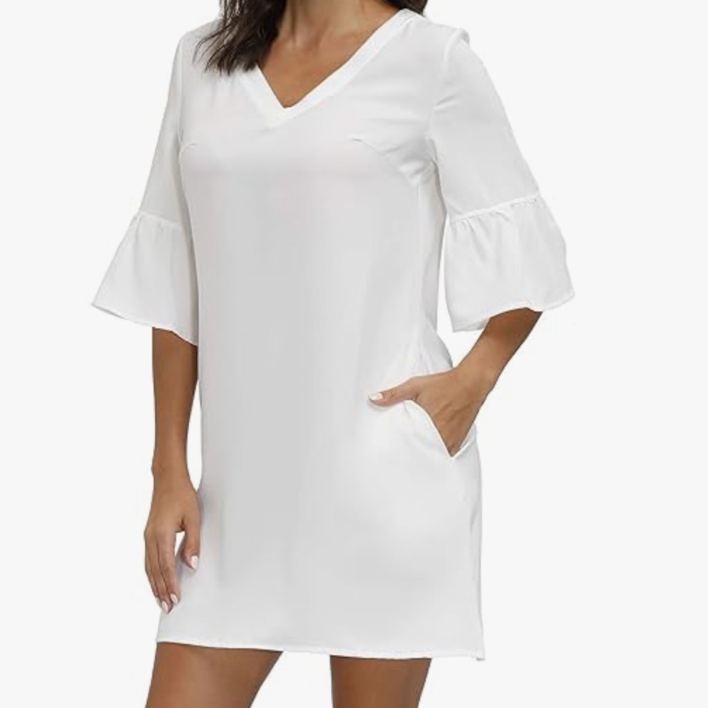 NWT- Brand: (BUENOS NINOS)Bell Sleeve V-Neck Mini Dress